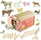 Ulanik Jeu de construction en bois "Ferme" Ulanik, avec figurines d'animaux – Coffret de 13 pièces