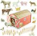 Ulanik Jeu de construction en bois "Ferme" Ulanik, avec figurines d'animaux – Coffret de 13 pièces