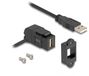 Delock USB-A haaks (45°) Keystone module - USB-A (m) | met inbouwframe | USB2.0 | zwart | 0,30 meter