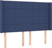 vidaXL Hoofdbord met randen stof blauw 147x16x118/128 cm