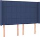 vidaXL Hoofdbord met randen stof blauw 147x16x118/128 cm