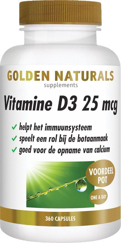 Golden Naturals Vitamine D3 25 mcg - 360 Softgel Capsules