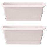 WELLHOME 2 x jardinières avec support en plastique blanc 78,6 (L) x 18,4 (l) x 14,5 (H) cm