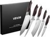 Vevor Keuken Knifenset, 5 Stuk Hoge Koolstof Stalen Scherp Knifenset, Duurzaam en Rostvrij, Professionele Keukenbestek met Ergonomische Houten Handvat