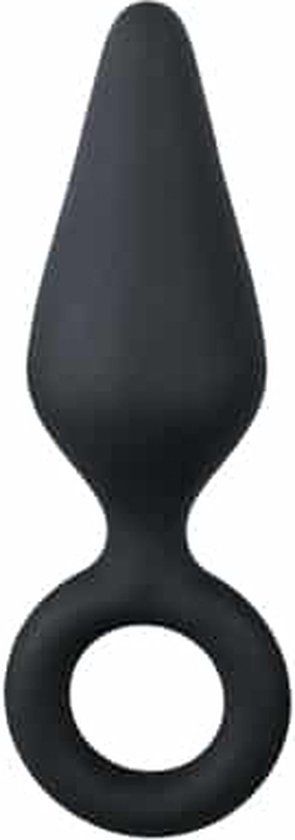 Anal Collection Zwarte buttplug met trekring - small