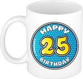 Bellatio Decorations Verjaardag cadeau mok - 25 jaar - blauw - 300 ml - keramiek