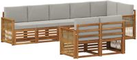 vidaXL Acacia Hout Bank Loungeset Natuurlijk en Lichtgrijs