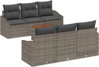 vidaXL - Tuinbank - Set - 7 - st - Grijs - poly - rattan