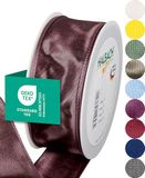Halbach Seidenbänder Premium cadeaulint met draadrand, breedte 40 mm, lengte 25 m, Öko-Tex 100-gecertificeerd lint, taftband, made in Germany, kleur: duskyberry