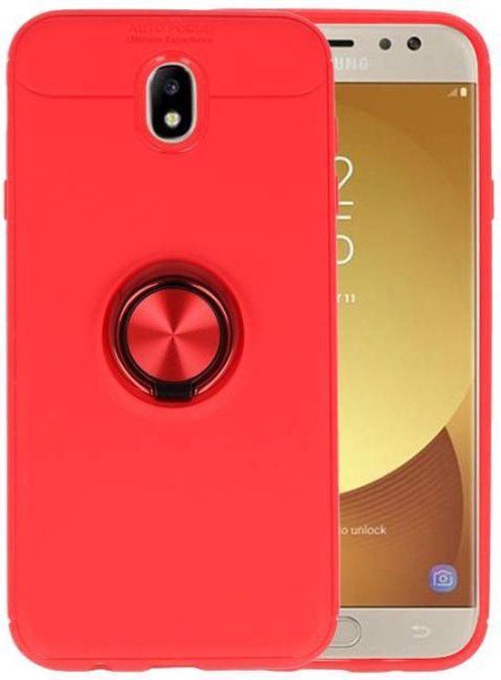 BAOHU Softcase voor Samsung Galaxy J7 2017 - Rood - Met Ring Houder