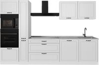 Vicco Complete keukeneenheid R-Line, Wit landelijk/Wit, 310 cm marmer werkblad