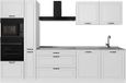 Vicco Complete keukeneenheid R-Line, Wit landelijk/Wit, 310 cm marmer werkblad