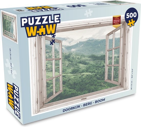 MuchoWow Puzzel Doorkijk - Berg - Boom - Legpuzzel - Puzzel 500 stukjes