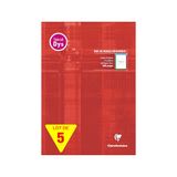 Clairefontaine 6128Cpack Pak met 5 Gelijmde Notitieblokken Rood - A4 21x29,7 cm - 100 Uitscheurbare Pagina’s 4-Kleuren Indeling Speciaal Slechtzienden Interlinie 2mm - Wit Papier 90 g - Gecoate Kartonnen Omslag
