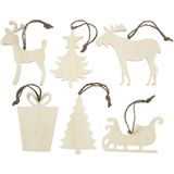 Creativ Company Hout Kerstornament 6 Stuks