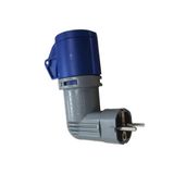 Schuko naar Cetac 2P+T IP44 waterdichte adapter, ideaal voor elektrische verbindingen buiten en industrieel gebruik.