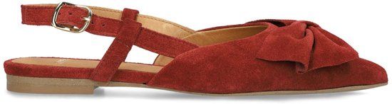 Manfield Dames Bordeaux rode suède slingbacks met strik - Maat 38