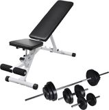 vidaXL Trainingsbank met halterset 30,5 kg - Zwart