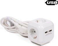 Benson Stekkerdoos - 1,5 meter met Randaarde Stekker - 2 USB - Wit