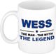 Bellatio Decorations Wess Naam cadeau Wess - The man, The myth the legend koffie mok / beker 300 ml - Donkerblauw