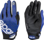 Sparco MECA 3 Lange Vinger Handschoenen Leer Polyester Klittenband Blauw Maat L