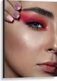 KuijsFotoprint Canvas - Roze Make up bij Blauw Oog - 60x90cm