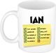 Bellatio Decorations Naam mok Ian - wit - top gozer - keramiek - 300 ml - cadeau collega beker