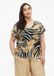 s.Oliver - Dames - Gestructureerd T-shirt met V-hals - Korte mouw - Zandsteen - Zebraprint