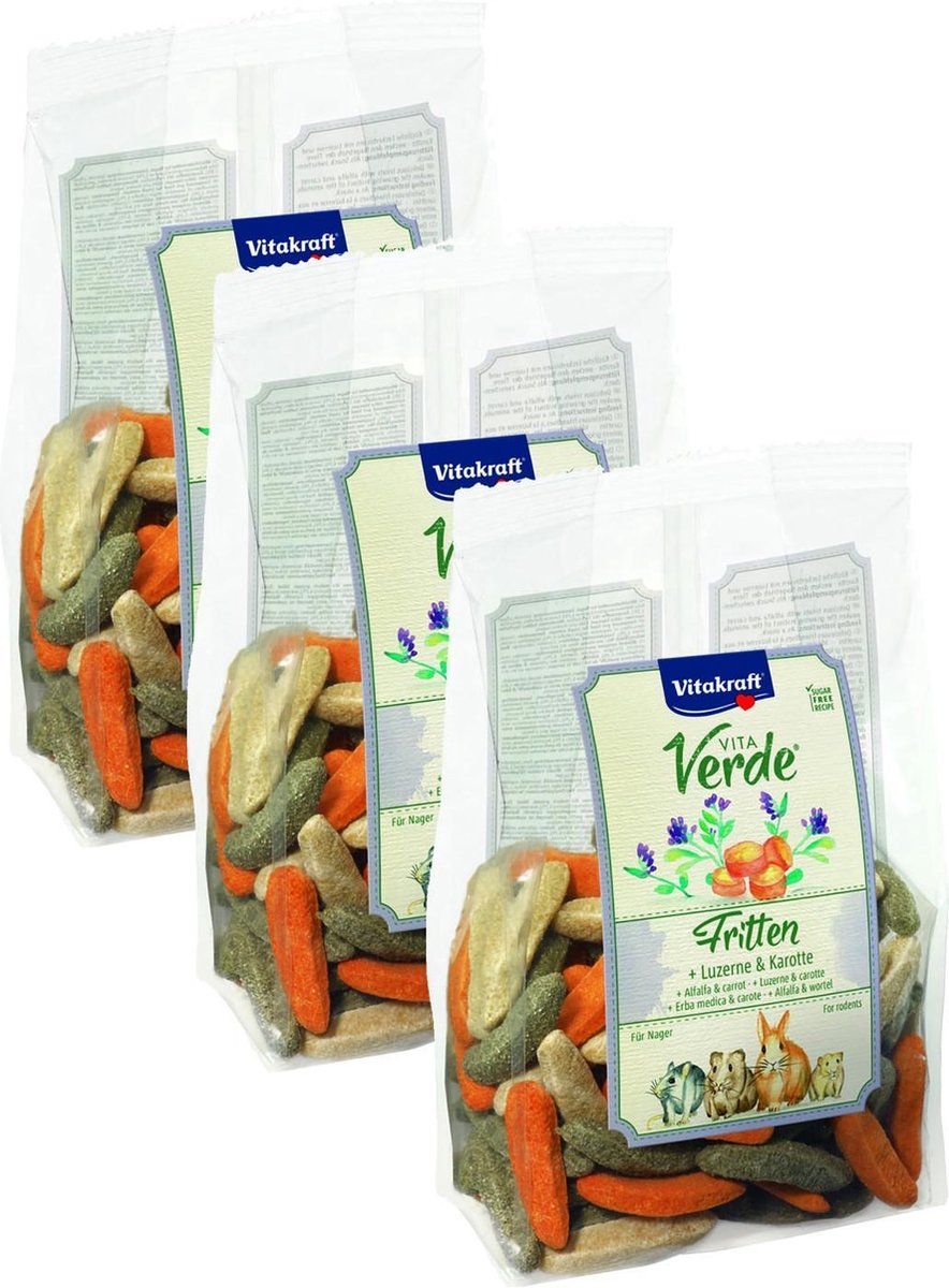 VITAKRAFT Vita-Verde Fritten - Knaagdiersnack - 3 x 200 g