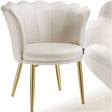 Tectake Fauteuil Stella Kuipstoel met armleuning Crème/goud