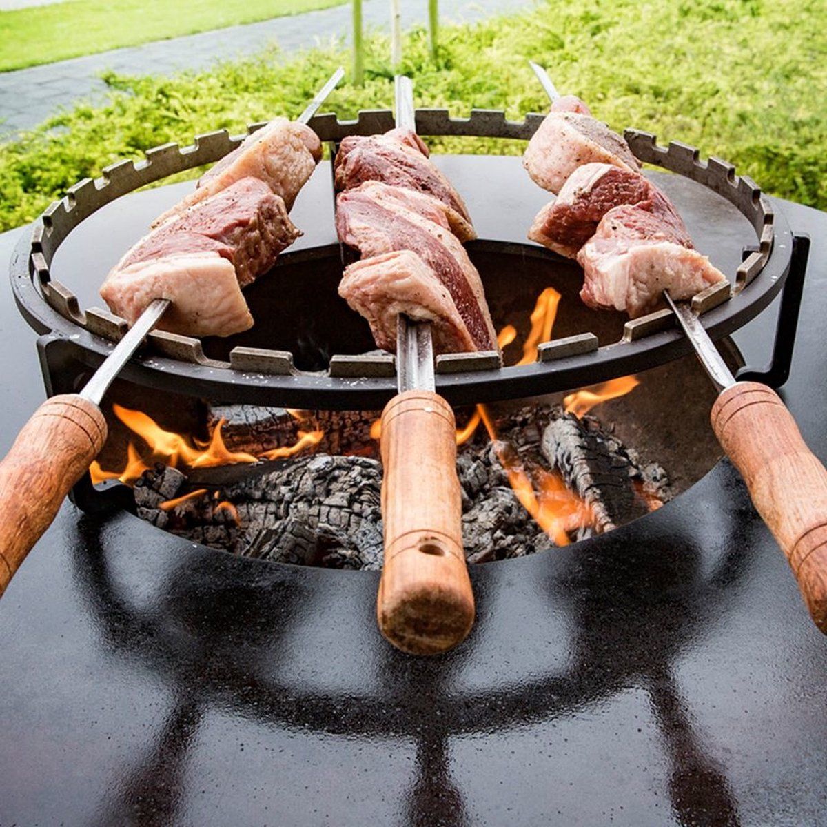 Ofyr Horizontale Spiezen Ring 85 - Zwart - Rvs - Barbecuegereedschapset