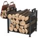 Porte-bûches métal - Noir - 17,32 pouces - Avec sac de transport en cuir - Pour intérieur