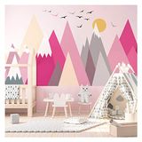 Ambiance Sticker Muurstickers voor kinderen, decoratie babykamer, muursticker, gigantisch, Scandinavische bergen, Matika, H 80 x L 120 cm