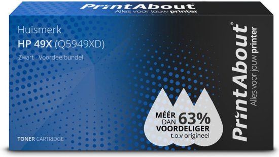 PrintAbout Huismerk HP 49X (Q5949XD) Toner Zwart Voordeelbundel 2-pack