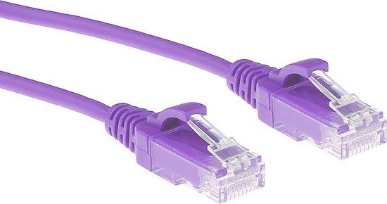 ACT Paarse 2 meter LSZH U/UTP CAT6 datacenter slimline patchkabel snagless met RJ45 connectoren DC9302