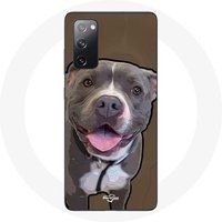 Maniacase Hoesje voor Samsung Galaxy S20 FE Pitbull hond wit grijs