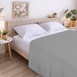 ECOMMERC3 Hoeslaken, 105 cm, 100% katoen, zacht, ademend, extra zacht, zilvergrijs