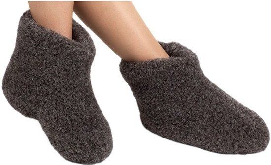 Woolwarmers Zwarte wollen sloffen/pantoffels voor dames/heren 45