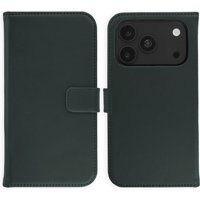 Selencia Echt Leren Bookcase voor de Apple iPhone 18 Pro Max / 17 Pro Max - Groen