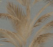 Living Walls PALMBLADEREN BEHANG | Botanisch - Grijs Roestkleur Metallic - Vliesbehang