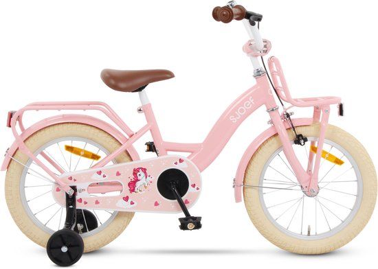 SJOEF Classic Meisjesfiets 16 inch | 4-6 Jaar | Unicorn | Roze