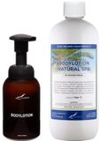 Claudius Cosmetics B.V. Zeepdispenser 300 ml amber bruin hervulbaar + 1 liter Bodylotion Natural Spa navulling