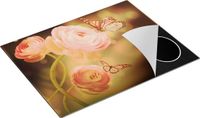 Chefcare Inductie Beschermer Twee Roze Vlinders bij Roze Rozen - 77x59 cm