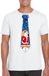 Bellatio Decorations Shoppartners Bv Foute Kersttrui t-shirt - voor heren - wit - met stropdas kerstman print - kerstdiner kleding - korte mouwen S