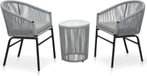 3-delige Bistroset met kussens PE-rattan grijs