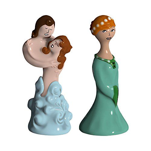 Alessi Amgi42set2 "Paolo E Francesca, Beatrice" set met twee figuren van porselein, met de hand versierd
