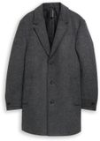 Tom Tailor - Wollen jas met reverskraag - Maat XL - dark grey black herringbone