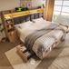 MODFU Tweepersoonsbed Met Opbergruimte En Verplaatsbare Nachtkastjes - Led-Verlichting En Oplaadpunten - Eikenkleur - 180 X 200 Cm