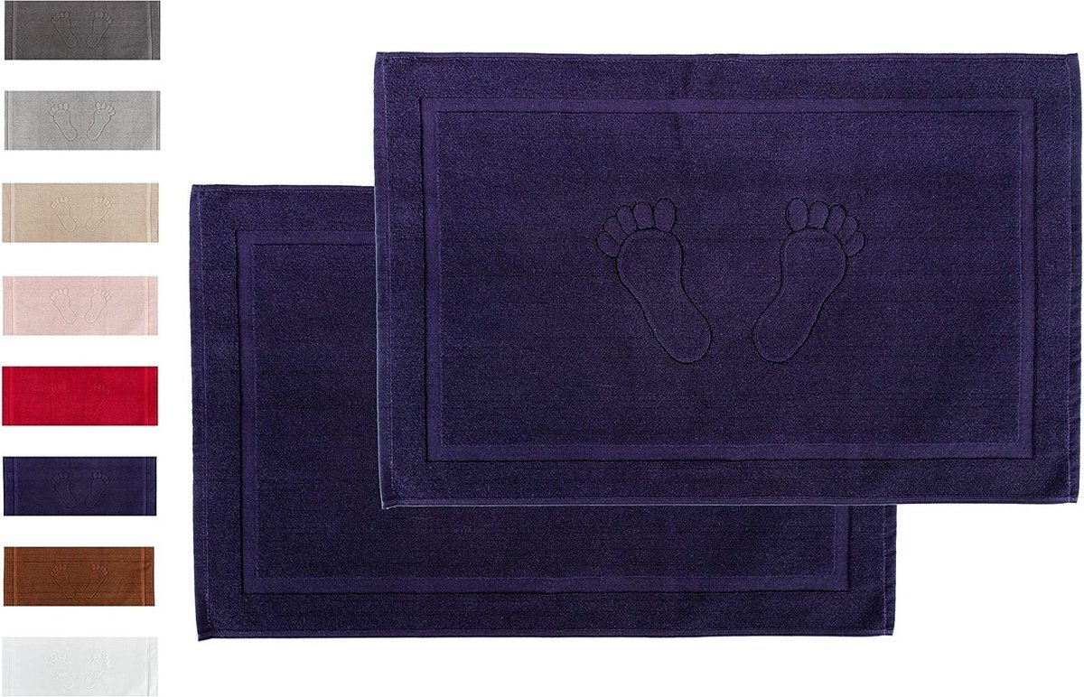 Komfortec Badmat Set - 2 stuks - 50x80 cm - 100% Katoen - Zachte en Absorberende Douchemat - Marineblauw