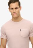 Superdry Classic Essential T-shirt met Zak Heren M Katoen Ronde Hals Korte Mouw Effen Regular Fit Casual Lente/Zomer 2025 Washed Dusky Pink